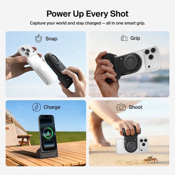 O Belkin Stage PowerGrip pode funcionar como um suporte para telefone. (Fonte da imagem: Belkin)