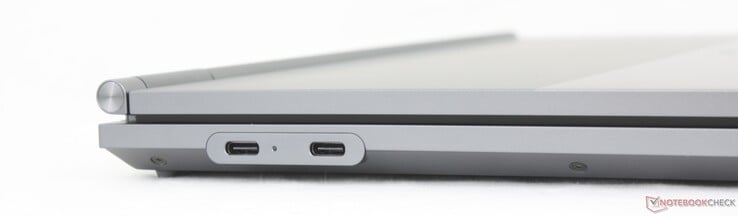 Esquerda: USB-C Thunderbolt 4 com DisplayPort 2.1 + Power Delivery, fone de ouvido de 3,5 mm