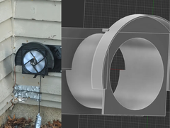 Na foto - uma imagem IRL do excluder unidirecional (esquerda) e uma renderização de design do mesmo (direita). (Fonte da imagem: u/Chronus88 via r/3Dprinting)