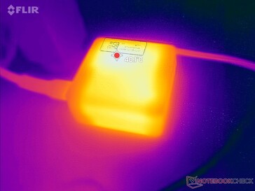 O adaptador AC pode alcançar mais de 40 C após uma hora de altas cargas