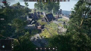 Uma imagem mostrando edifícios e campos em Frozenheim.