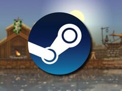 Uma imagem mostrando o logotipo do Steam e o jogo Kingdom: New Lands, atualmente com 90% de desconto.