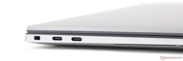 Esquerda: Trava Nobre, 2x USB 3.2 Gen 2 Porta Tipo C c/ Thunderbolt 4, Fornecimento de energia e DisplayPort