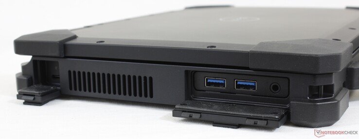 Esquerda: USB-C c/ Thunderbolt 4 + DisplayPort + Power Delivery, 2x USB-A 3.2 Gen. 1, 3.5 mm de áudio combinado