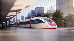 Renderização de uma composição Vinspeed da Siemens Mobility. O trem utilizará a plataforma Velaro Novo