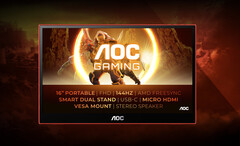 O AOC GAMING 16G3 vem em um acabamento preto e vermelho. (Fonte da imagem: AOC)