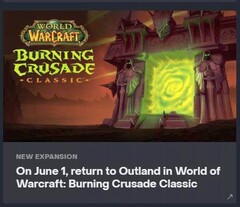 World of Warcraft: Tela da data de lançamento da Cruzada da Queima (Fonte: Nonbread on Reddit)