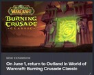 World of Warcraft: Tela da data de lançamento da Cruzada da Queima (Fonte: Nonbread on Reddit)