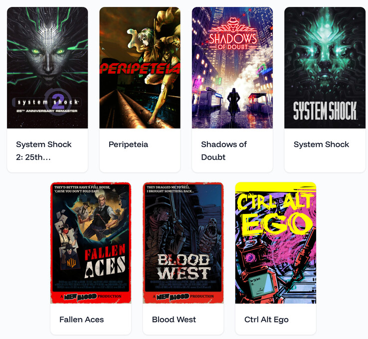 Todos os jogos incluídos no pacote Return of the Immersive Sim (Fonte da imagem: Digiphile)