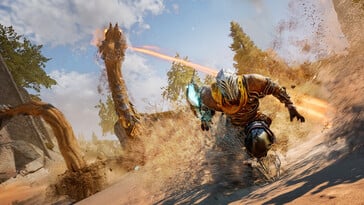 Uma imagem mostrando um inimigo em Atlas Fallen: Reign of Sand.