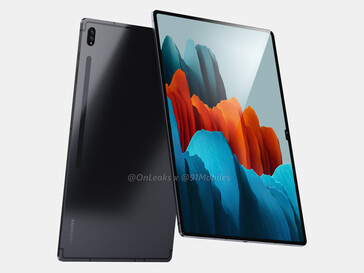 Samsung Galaxy Tab S8 Ultra. (Fonte da imagem: 91Mobiles &amp; @OnLeaks)