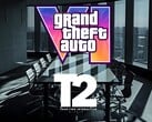 Sala de reuniões exibida com os logotipos do GTA 6 e da Take-Two Interactive