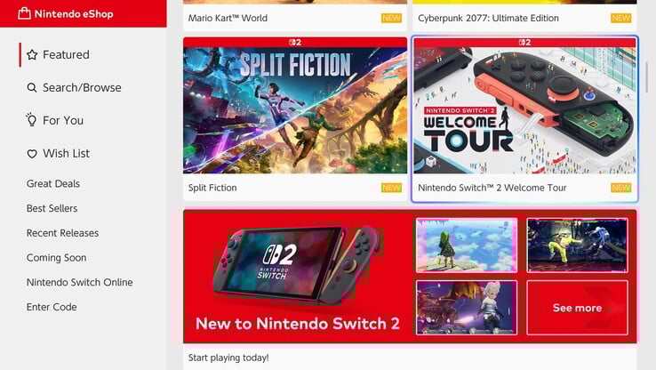 Mudanças na Nintendo eShop promovidas antes do lançamento do Switch 2 (Fonte da imagem: Nintendo of America com edições)