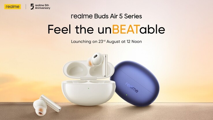 ...ao mesmo tempo em que anunciava o lançamento de toda a série Air 5 na Índia. (Fonte: Realme CN, Realme IN)