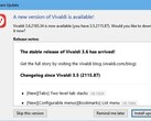 Notificação de atualização do navegador Vivaldi 3.6 (Fonte: Próprio)