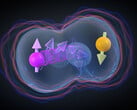 Os spins de dois buracos de elétrons interagem nesta impressão artística. (Imagem: NCCR SPIN)