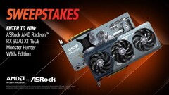 Oferta da AMD de uma Radeon RX 9070 XT com o tema Monster Hunter Wilds (fonte da imagem: AMD on X)