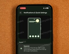 Android espera-se que o 17 separe as notificações e as configurações rápidas. (Fonte da imagem: Gavin Phillips / Mystic Leaks, editado)