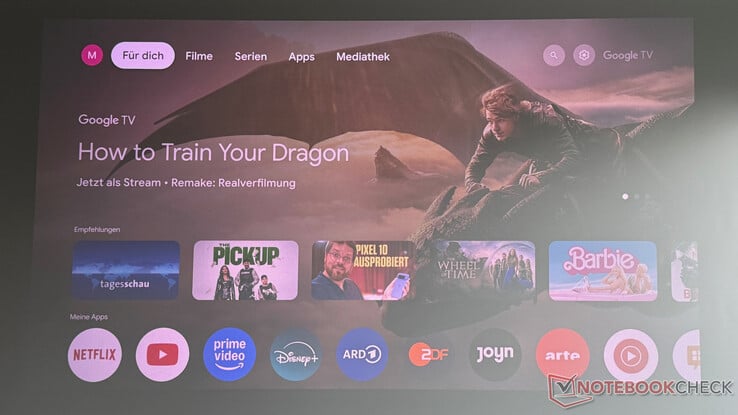 Interface do Google TV (gravada à luz do dia)
