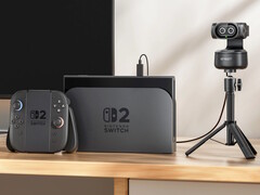 A webcam 4K de câmera dupla Emeet Pixy rastreia automaticamente os jogadores do Nintendo Switch 2 enquanto eles se movimentam pela sala. (Fonte da imagem: Emeet)