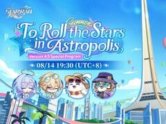 Imagem promocional oficial de Honkai: Star Rail Versão 4.5, “To Roll the Stars in Astropolis”.