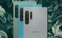 Um conceito do Sony Xperia 1 V feito em leque mostra-o com equipamento de câmera adicional. (Fonte de imagem: PEACOCK &amp;amp; Unsplash - editado)