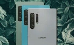 Um conceito do Sony Xperia 1 V feito em leque mostra-o com equipamento de câmera adicional. (Fonte de imagem: PEACOCK & Unsplash - editado)