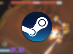 O Galactic Glitch entrou no acesso antecipado em julho do ano passado e é um jogo de tiro com dois manípulos com uma mecânica única baseada na física. Na foto, uma imagem borrada do jogo com o logotipo do Steam sobreposto. (Fonte da imagem: Steam - Editado)