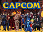 Logotipo da Capcom com personagens de seus jogos. A editora japonesa tem evitado, em grande parte, a onda de demissões que atinge os estúdios de jogos ocidentais.