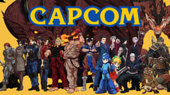 Logotipo da Capcom com personagens de seus jogos. A editora japonesa tem evitado, em grande parte, a onda de demissões que atinge os estúdios de jogos ocidentais.