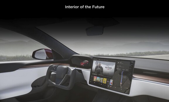 O interior do futuro, talvez, mas não a interface de direção do futuro, aparentemente. (Fonte da imagem: Tesla)