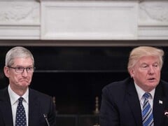Tim Cook e Donald Trump durante uma reunião de negócios na Casa Branca (Fonte da imagem: Sky News)