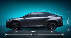 O sedan elétrico bZ3 é ligeiramente mais longo que o Modelo 3 (imagem: Toyota)