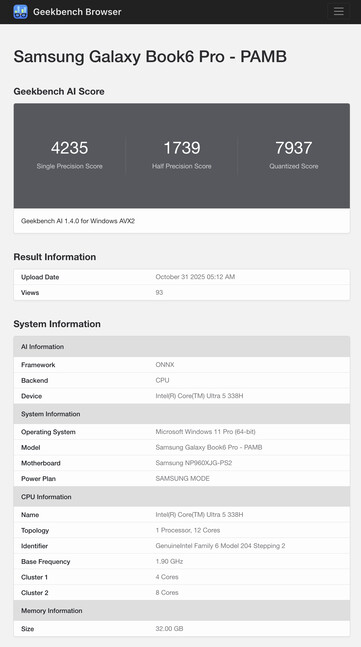 (Fonte da imagem: Geekbench)