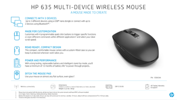 Especificações do mouse sem fio HP 635 Multi-Device (imagem via HP)
