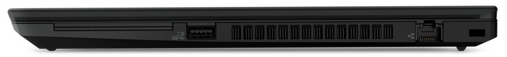 Lado direito: Leitor de cartão inteligente, 1x USB-A 3.2 Gen 2, Gigabit LAN, slot de cadeado Kensington