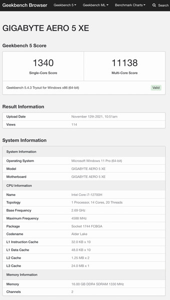 (Fonte de imagem: Geekbench)