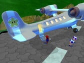Mario embarca no avião de férias da Princesa Peach em Super Mario Eclipse.