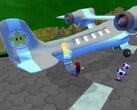 Mario embarca no avião de férias da Princesa Peach em Super Mario Eclipse.