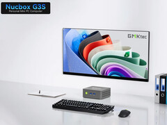 O NucBox G3S custa a partir de US$ 139,99. Na foto: uma imagem promocional do mini PC. (Fonte da imagem: GMK - editado)