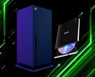 Unidade de Blu-ray vista ao lado do console Xbox do Projeto Helix
