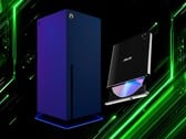 Unidade de Blu-ray vista ao lado do console Xbox do Projeto Helix