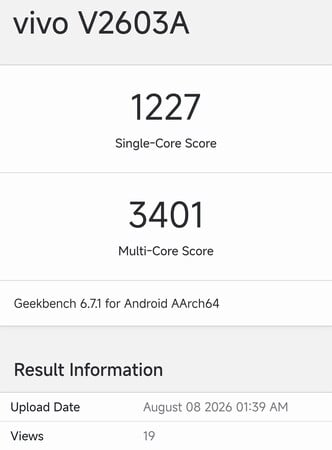 A listagem do iQOO Z11 no Geekbench