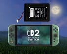Substituição da bateria, conforme mostrado acima, no console Switch 2 do 40º Aniversário de Zelda