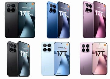 Renderizações vazadas da série Xiaomi 17T.