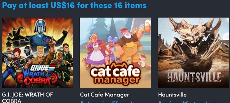 Imagem decorativa. A terceira camada contém todos os 16 itens (Fonte da imagem: Humble Bundle)