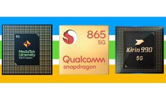 O MediaTek Dimensity 1000+ tem um bom desempenho. (Fonte de imagem: MediaTek/Qualcomm/HiSilicon - editado)