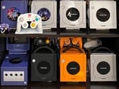Uma coleção de consoles Nintendo GameCube