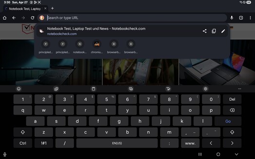 Teclado no modo paisagem