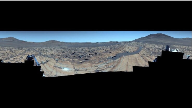 A versão aprimorada da imagem tirada pelo rover Perseverance (Fonte da imagem: NASA, JPL-Caltech, ASU e MSSS; captura de tela)